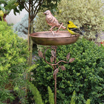 Eleganter Vogelbad mit dekorativem Metallstachel – Antik Kupfer-Design