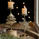 Christmas Candle Holders - Star and Christmas Tree Design for Festive Decor