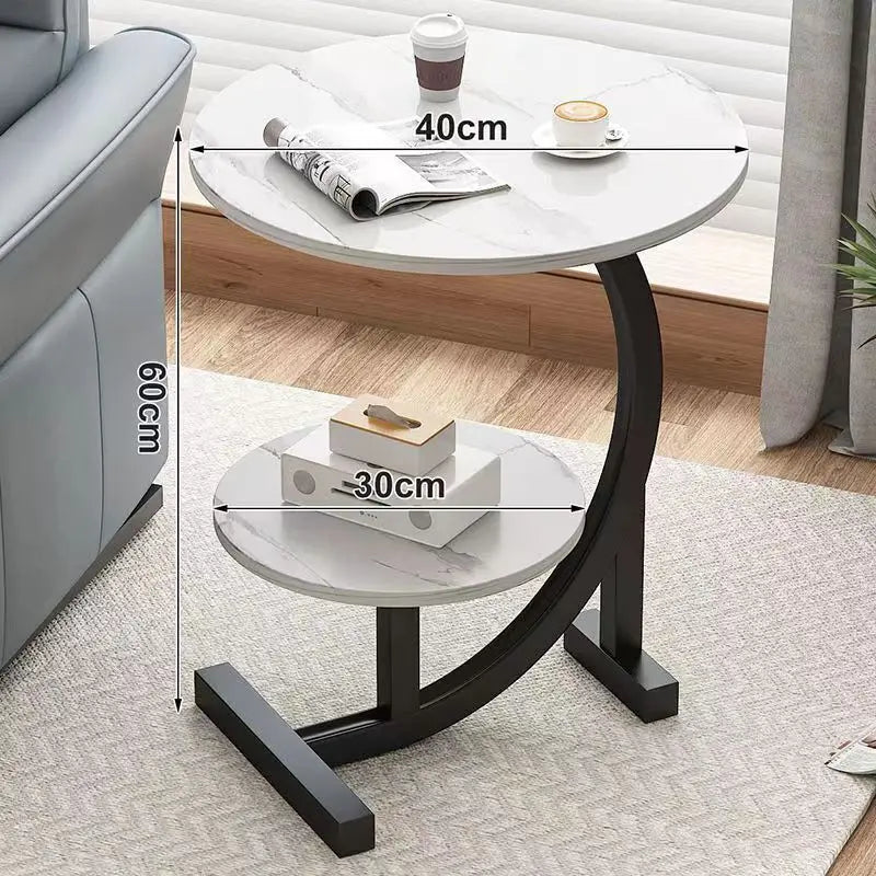 Eleganter, Platzsparender Mini Beistelltisch mit zwei Ebenen