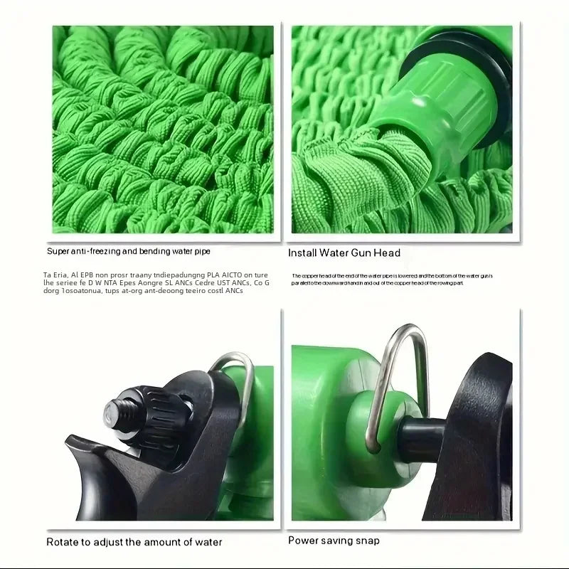 Flexible Garden Hose with 7-Function Spray Gun – Extends Up to Three Times Its Length