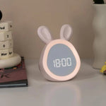 Children's Alarm Clock with LED Night Light and Playful Bunny Design
