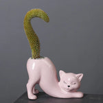 Cute Cat Flower Pot - Glazed Porcelain Succulent Pots