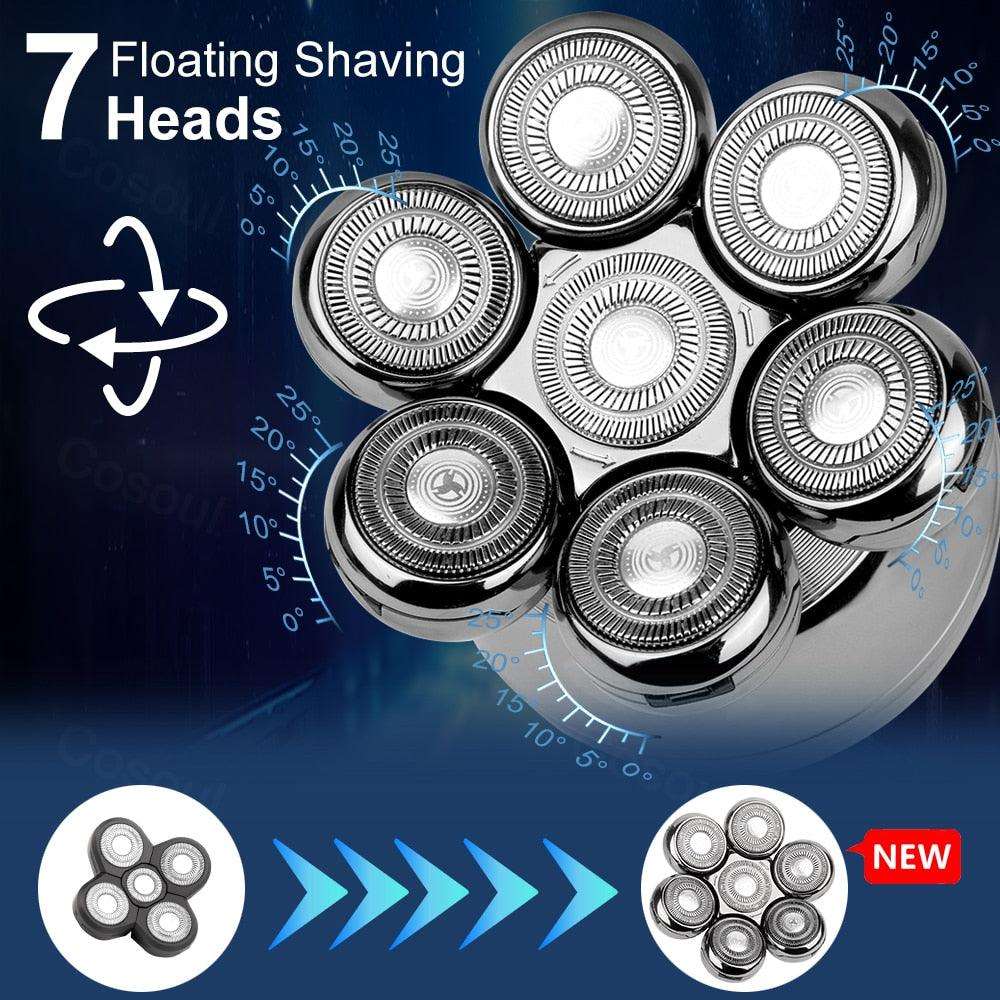Smart electric shaver with 7 flexible blades for perfect grooming