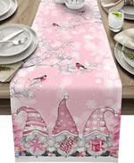 Christmas Table Runner with Snowman and Snowflake Pattern - Elegant Linen Runner