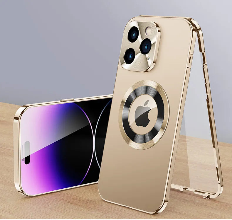 360° Full Protection Case for iPhone 15, 14, 13 – Magnetic & Aluminum