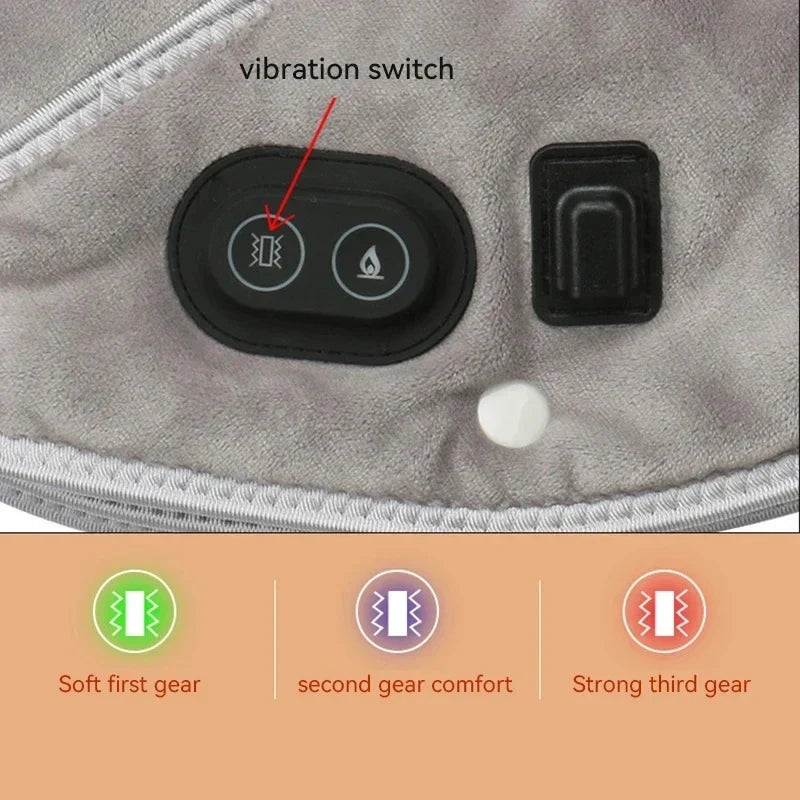 Ergonomischer Nacken- und Schultermassager mit Wärme | USB-Heizkissen mit Vibration | 3 Heizstufen & Zeitsteuerung | Kuschelweicher Stoff