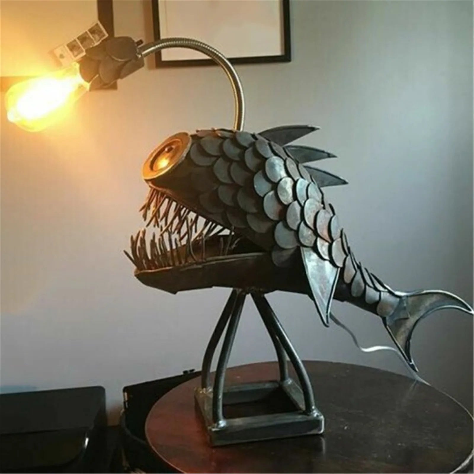Handmade Table Lamp for Anglers – Adjustable Lamp with Fish Motif