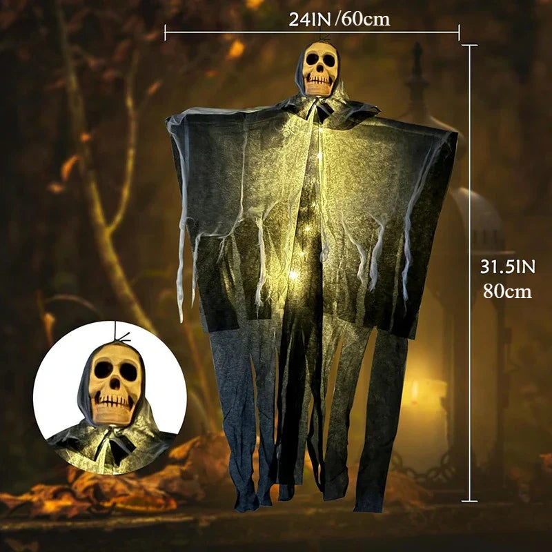 Gruselige Halloween Deko: Leuchtender Geisterschädel | 57 x 80 cm