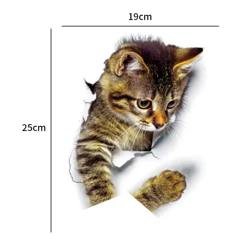 3D Cat Stickers for Toilet Lid