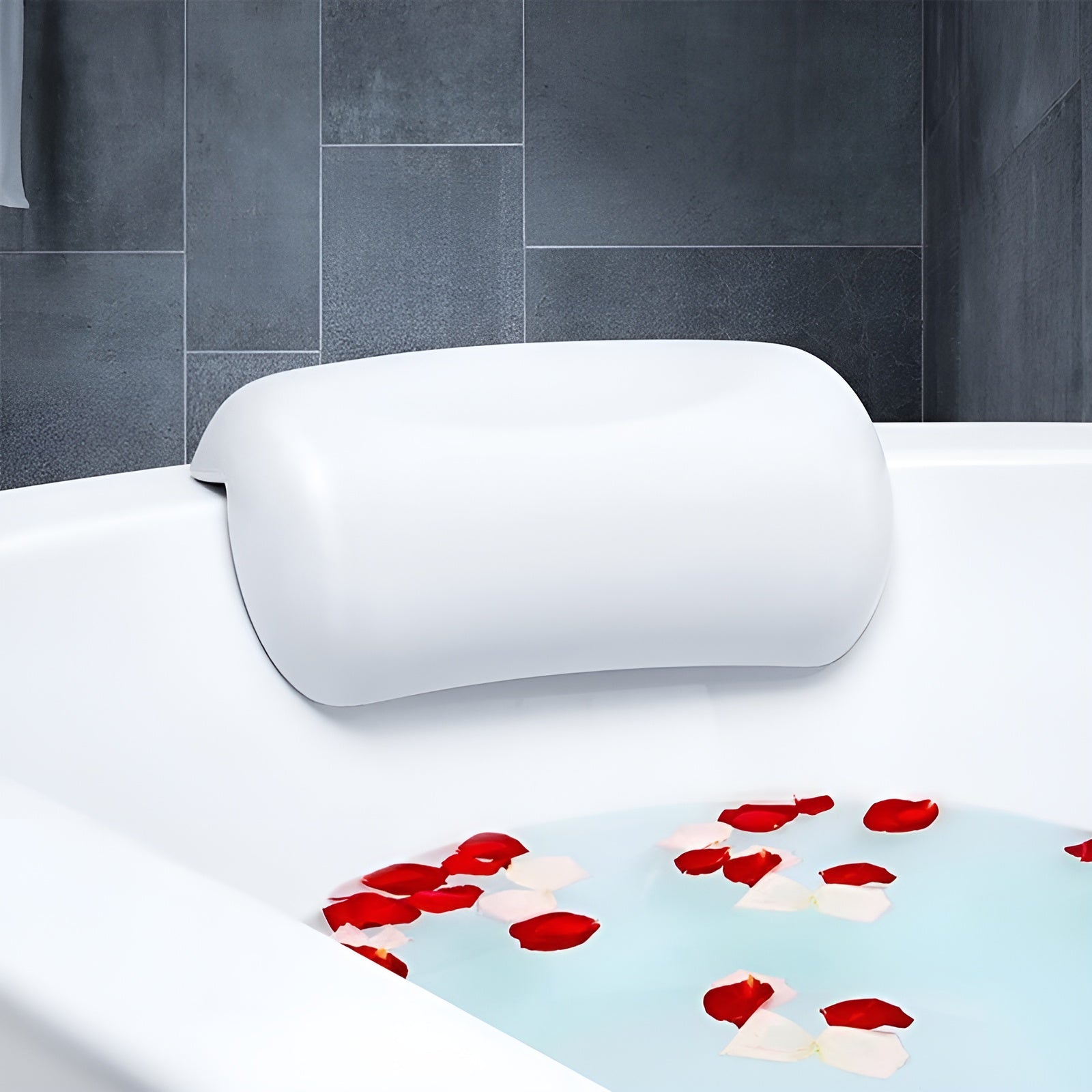 Bathtub Pillow – Waterproof & Non-Slip | Soft Memory Foam Head and Back Cushion with Suction Cups