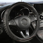 Elegant faux leather steering wheel cover with non-slip texture