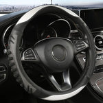 Elegant faux leather steering wheel cover with non-slip texture