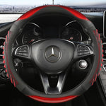 Elegant faux leather steering wheel cover with non-slip texture