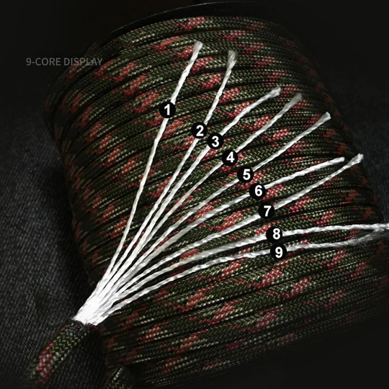 100m Survival Paracord - 9 Strand Military 550 Rope for Outdoors & Crafts