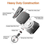 Metal Keyring with Retractable Carabiner and Steel Cable – Safety Reel 71.8 cm