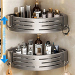 2-Piece Corner Shelf Set - Tool-Free Wall Mounting with Hooks