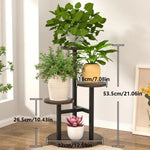 Versatile plant shelf with round wooden shelves and a sturdy metal frame
