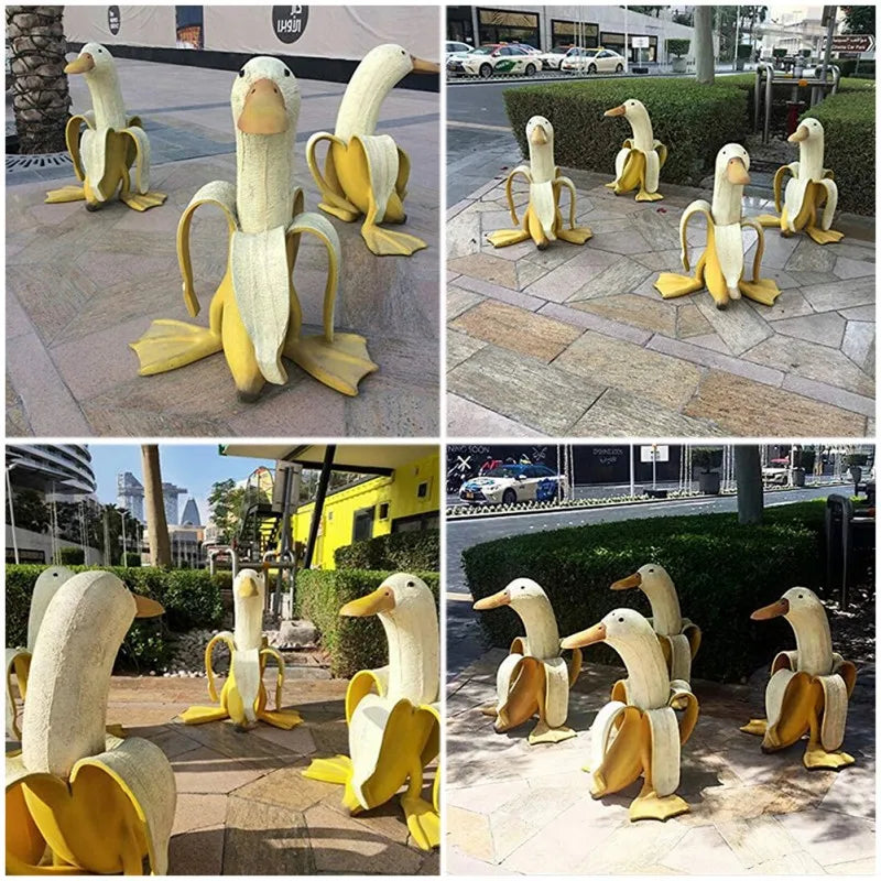 Banana Duck Decorative Figure made of Resin – Playful for Indoors and Outdoors
