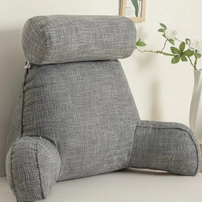 Adjustable pillow with armrests and back support