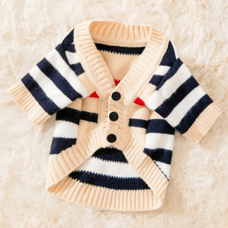 Striped Knitted Dog Sweater – Warm Cardigan