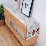 Christmas Table Runner with Snowman and Snowflake Pattern - Elegant Linen Runner