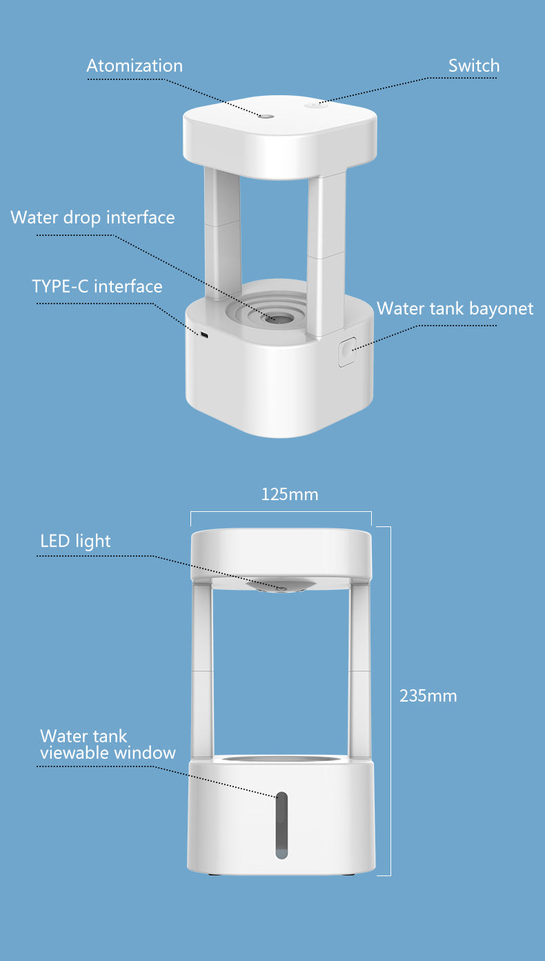 Luftbefeuchter mit Wasserfall-Design und Anti-Schwerkraft-Technologie