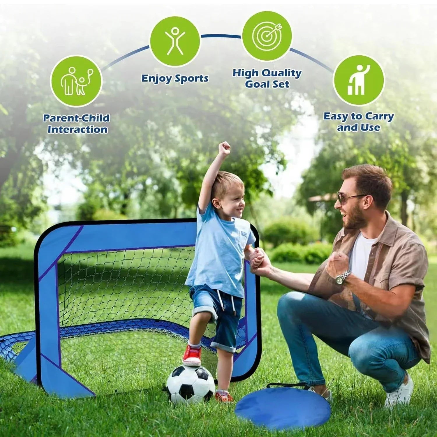 Fußballtor für Kinder – Faltbar & Tragbar | 4-in-1 Trainingssystem