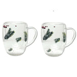 Set of 2 Double-Walled Cups with Dried Flowers