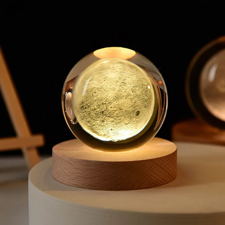 Sternenlicht Universumslampe | 3D-Effekt | Beruhigendes Licht | Kristall & Holz