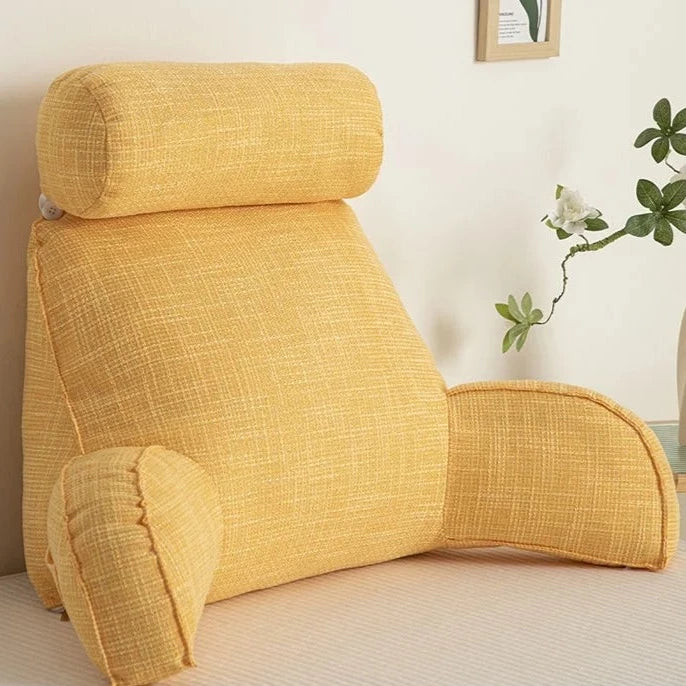 Adjustable pillow with armrests and back support