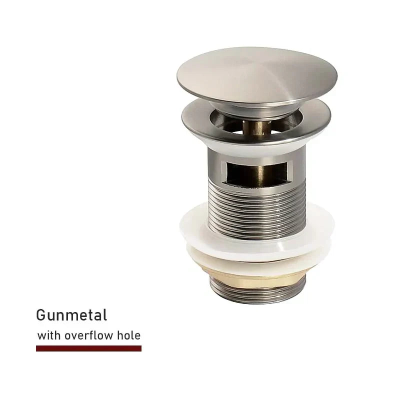 Pop-Up Drain Stopper – Brass | 11 Colors | With or Without Overflow