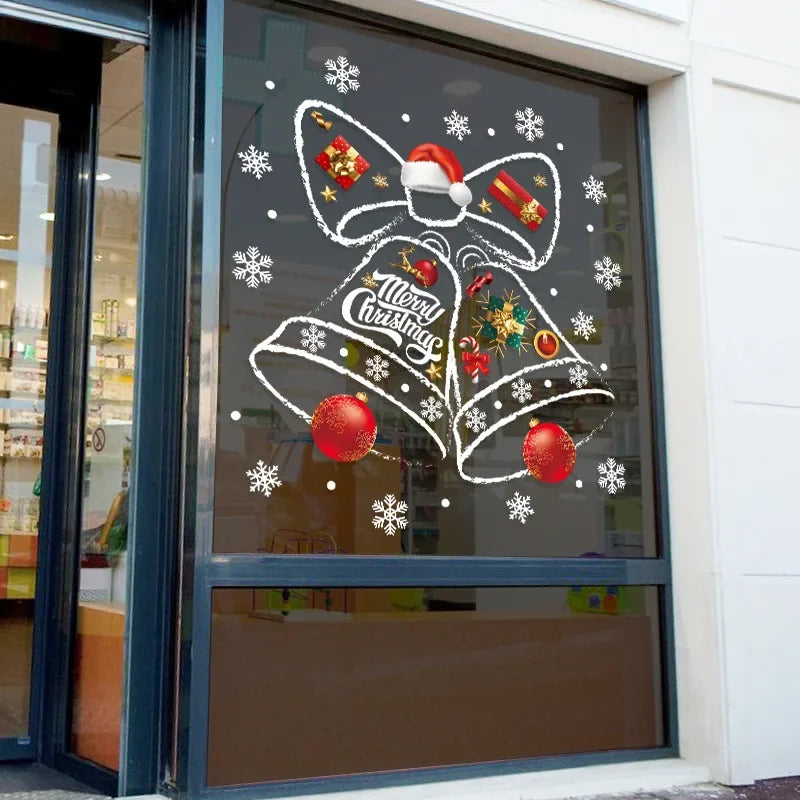 Christmas Window Clings for Winter – Reusable PVC Decoration with Bell Motif