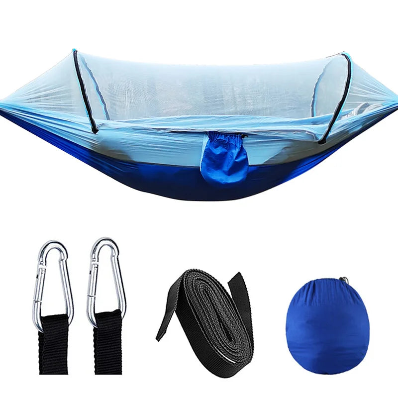 Outdoor Hammock with Mosquito Net and Quick Release – 200 kg Load Capacity