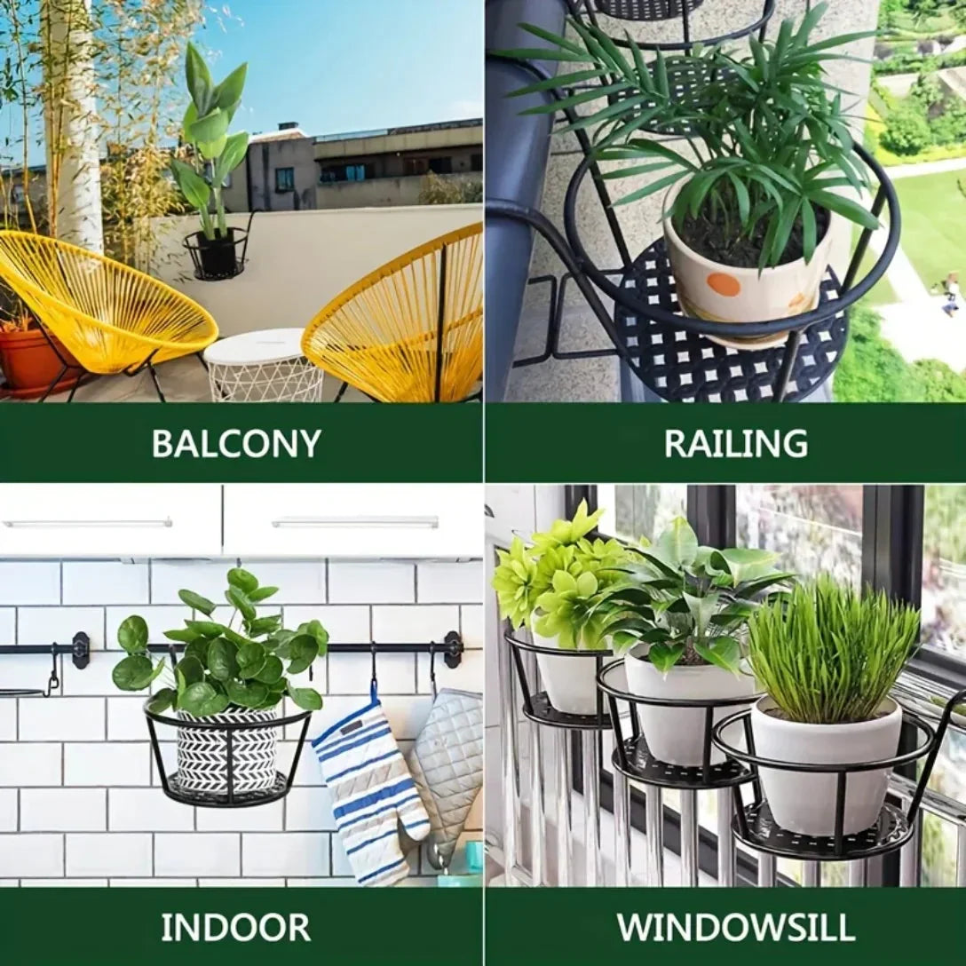 Platzsparender Pflanzenhalter für den Balkon | Einfacher Wasserabfluss