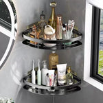 Aluminum Corner Shelf for Wall - Space-Saving Bathroom Organizer No Drilling