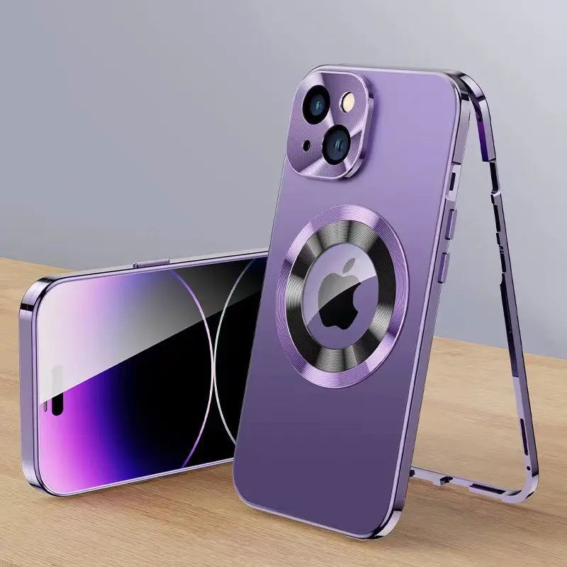 360° Full Protection Case for iPhone 15, 14, 13 – Magnetic & Aluminum