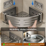 2-Piece Corner Shelf Set - Tool-Free Wall Mounting with Hooks