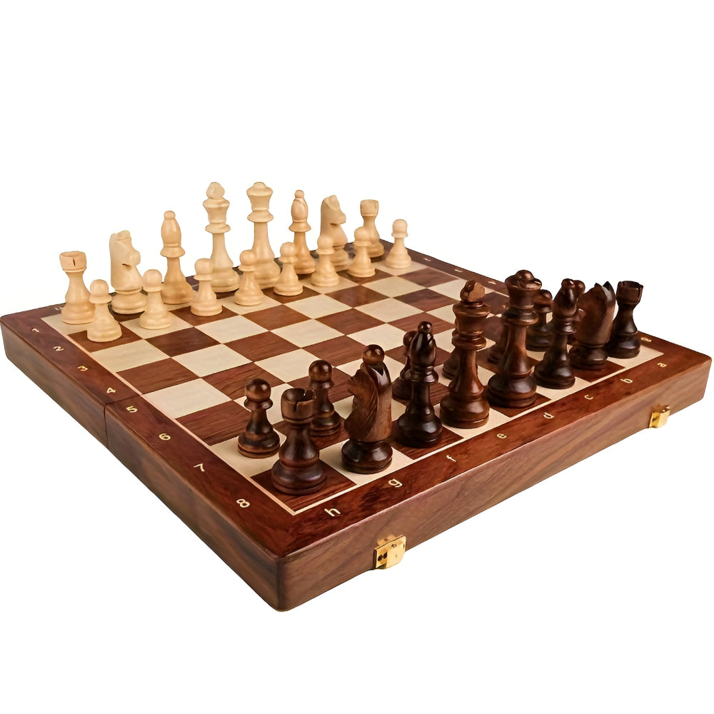 Elegant Foldable Wooden Chess Set – Perfect for Home and Travel