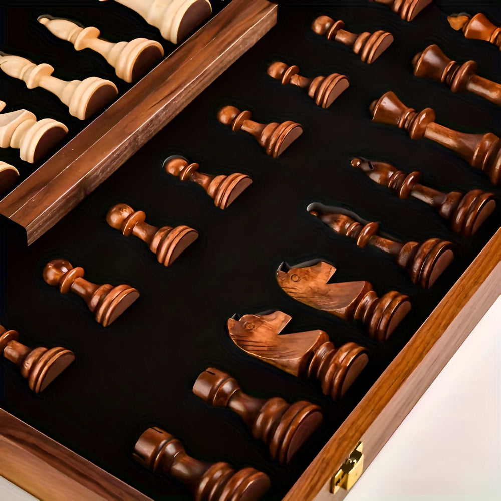 Elegant Foldable Wooden Chess Set – Perfect for Home and Travel