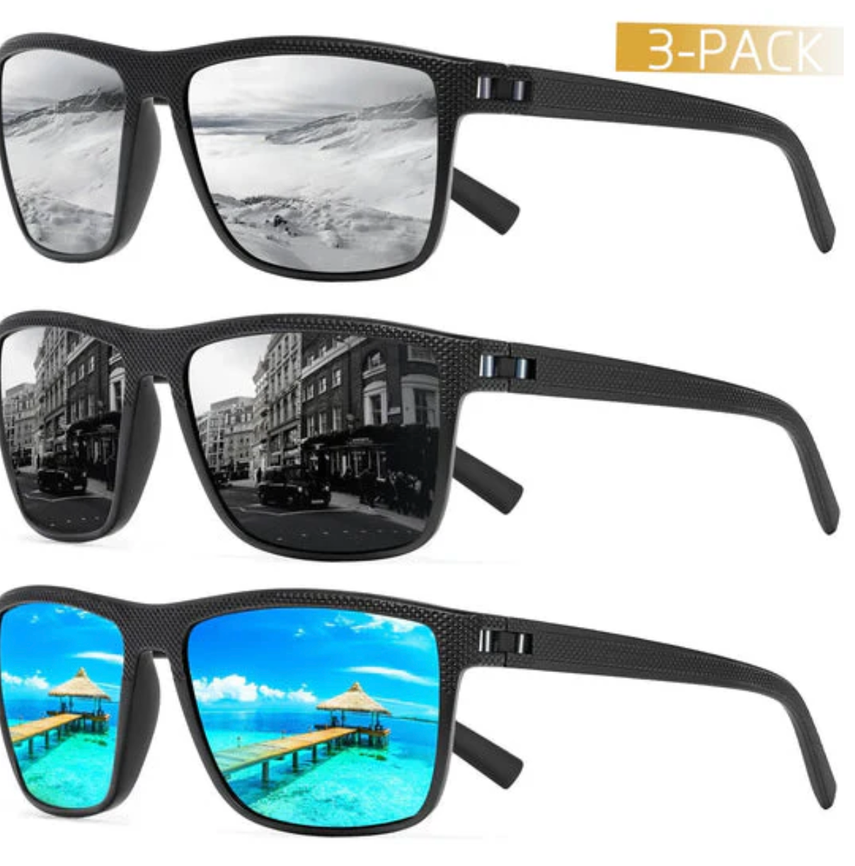 3-piece Set of Polarized Sunglasses – UV400 Protection and Comfort