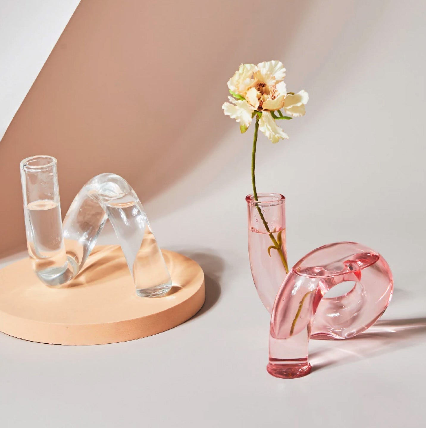 Modern Glass Jewelry Dish - Baby Pink