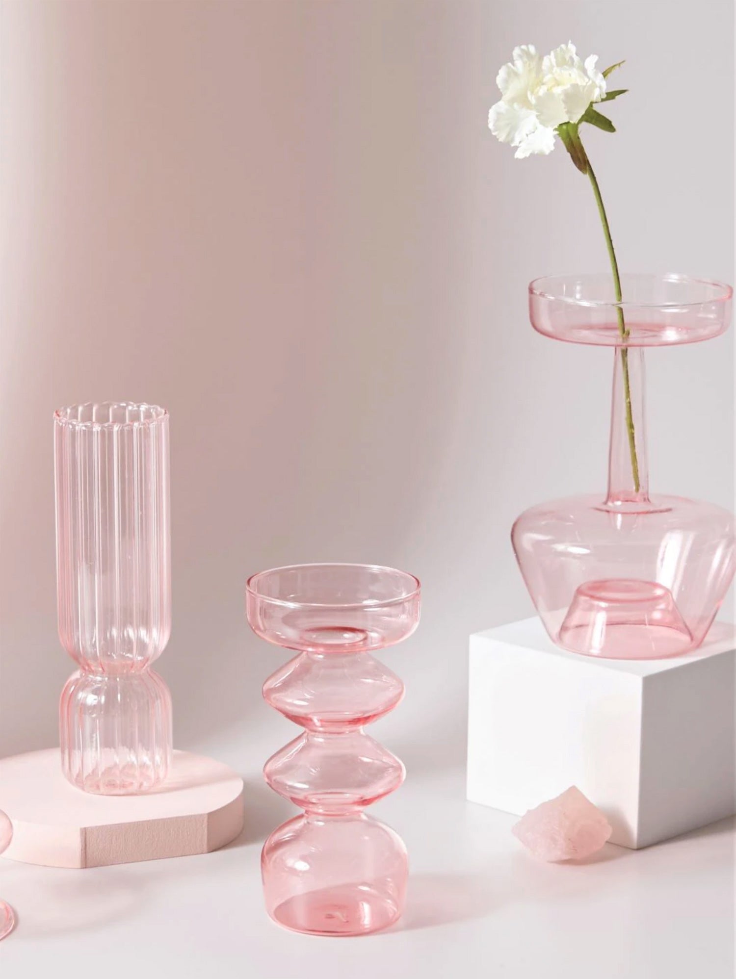 Modern Glass Jewelry Dish - Baby Pink