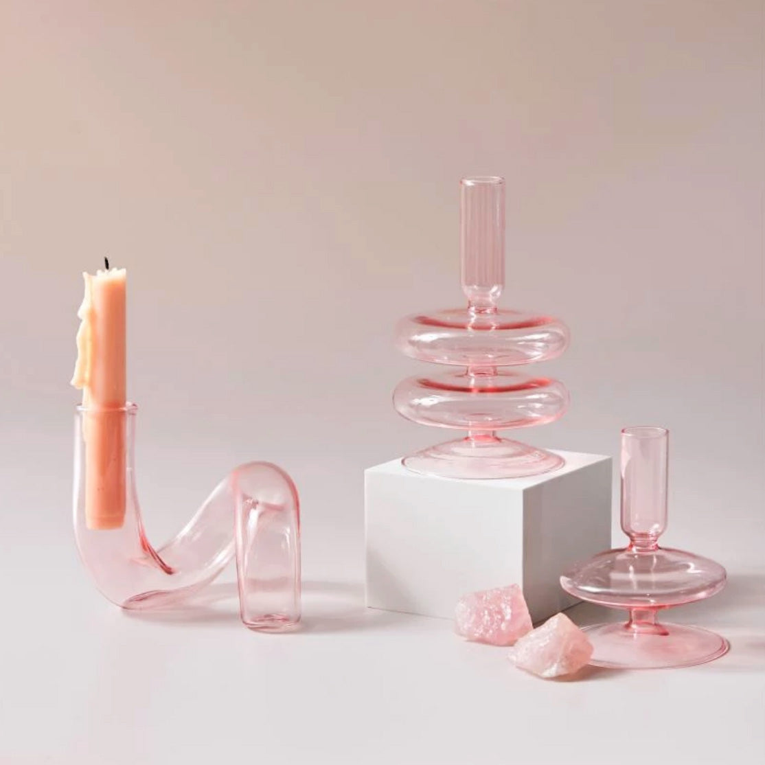 Modern Glass Jewelry Dish - Baby Pink