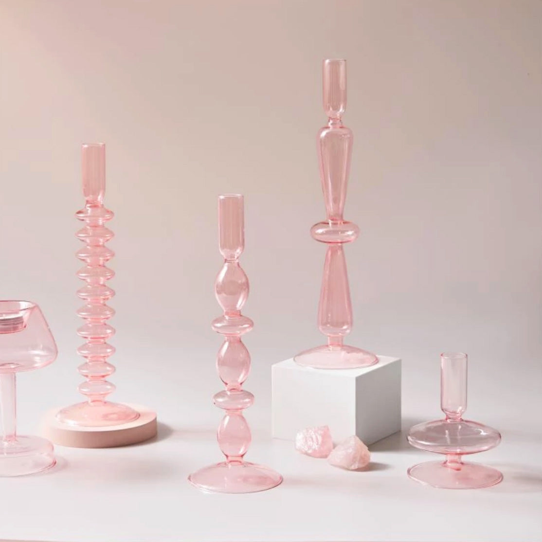 Modern Glass Jewelry Dish - Baby Pink