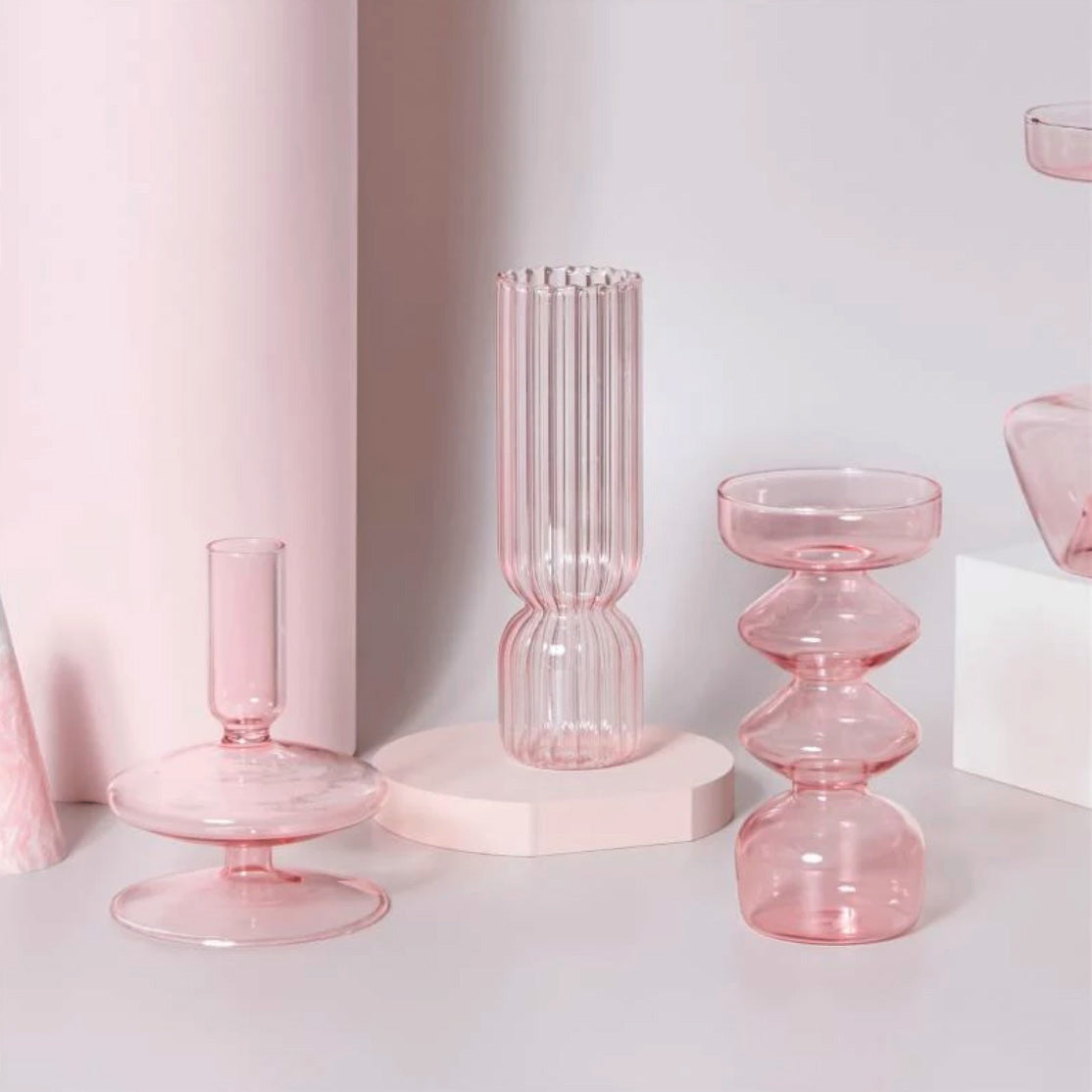 Modern Glass Jewelry Dish - Baby Pink