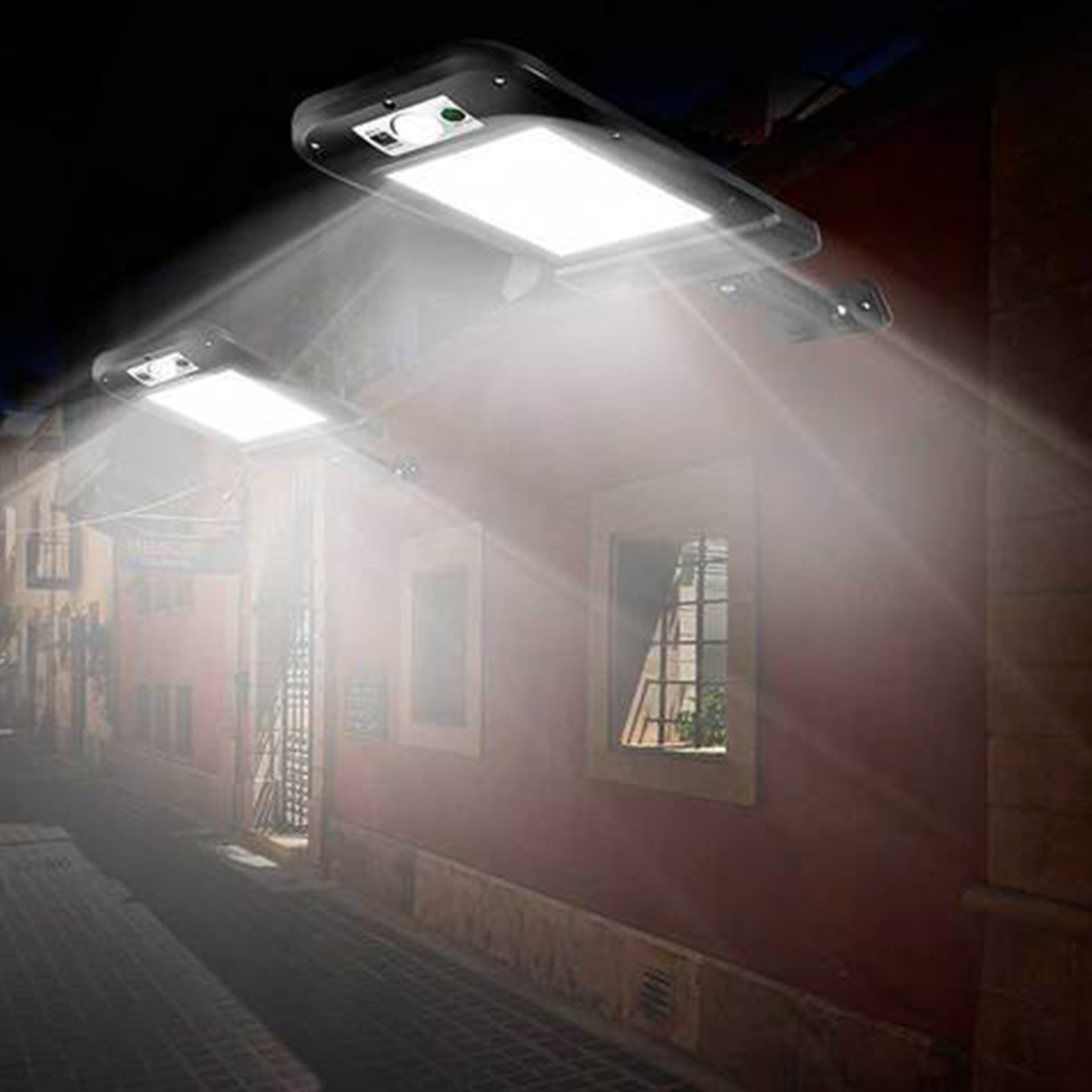 Solar-powered LED outdoor light with motion sensor