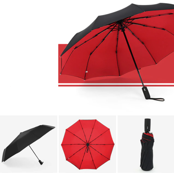 Automatischer Regenschirm mit Windschutz – Umgekehrter Schließmechanismus
