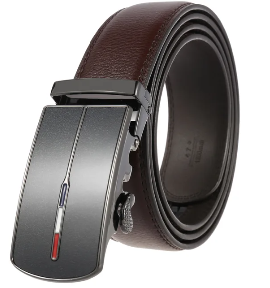 Stylish men's leather belt with automatic buckle