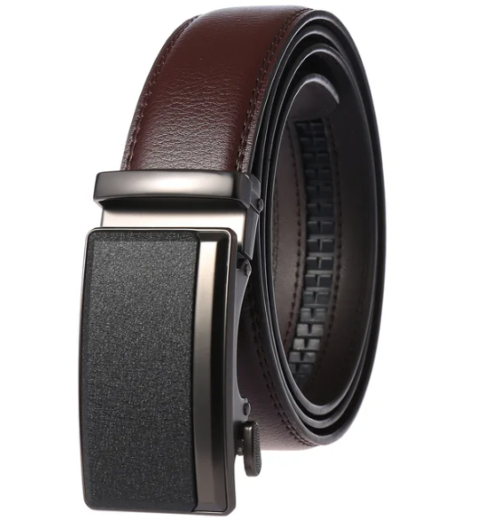 Stylish men's leather belt with automatic buckle