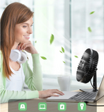 Oscillating USB Fan – Quiet, Compact with 4 Speeds for Desks and Nightstands